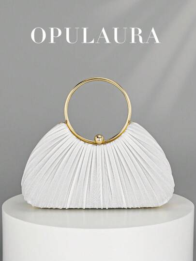 OpulAura Women Metallic High-End Evening Clutch Bag, Luxury Leather Handbag For Banquet, Gala, Party, Wedding, Bride, Bridesmaid, Birthday Dress Accessory, Clutch Bag For Wedding