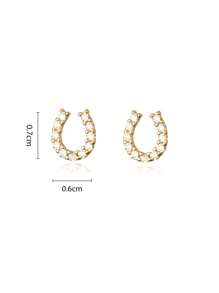 ELSEDES 1 Paar hochwertige luxuriöse 925 Sterling Silber 'U' Form Ohrringe mit funkelnden Steinen, romantisch personalisierter Stil, geeignet für Damen Alltags-/Sommer-Outfits, tolles Geschenk für Freundinnen
