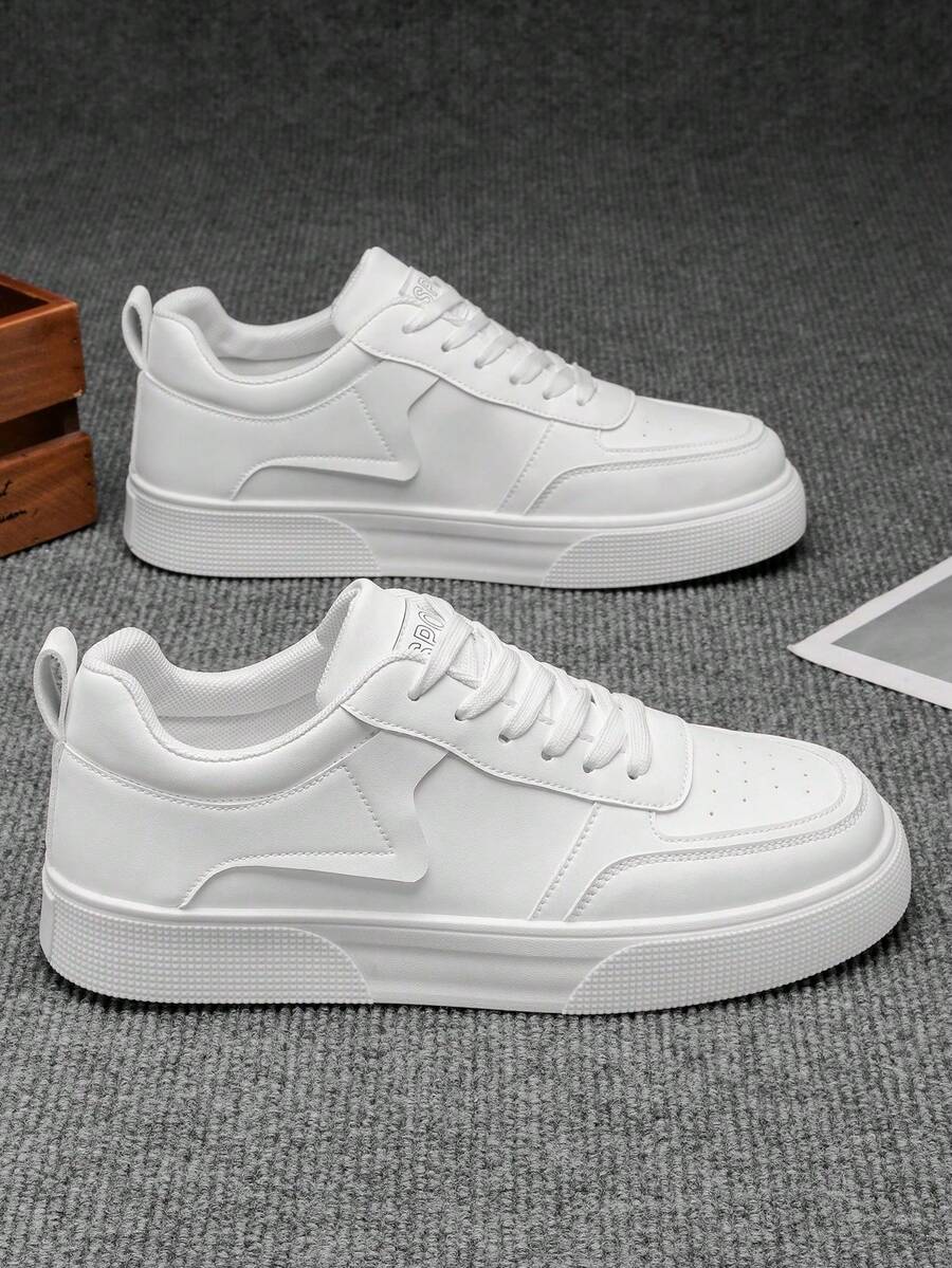 2025年男士休闲白色运动鞋，滑板鞋，休闲运动鞋 - 白色 - 查看 1