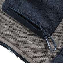 1pc Men's Autumn/Winter Fleece Jacket, Embroidered, Thick, Stand Collar, Casual & Fashion,Skiing