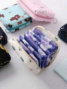 1pc Cute Cartoon Multi.Purpose Waterproof StorageBag-Big Capacity SanitaryNapkin Storage Bag CosmeticStorage Bag Student TravelEssentials Pencil Bag WalletStationery Storage Bag(ThePrinting Position Of ThePattern Is Not Fixed),BohoVibes