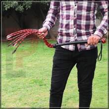 2-Pack Genuine Cowhide Thick Leather Floggers - 9 Tails Each With Heavy Thuddy Impact