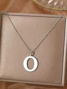 Aomogo 1 pieza Collar de acero inoxidable simple y de moda con 26 letras que no se decoloran, regalo perfecto para hombres en cumpleaños y días festivos - collar - Ver 32