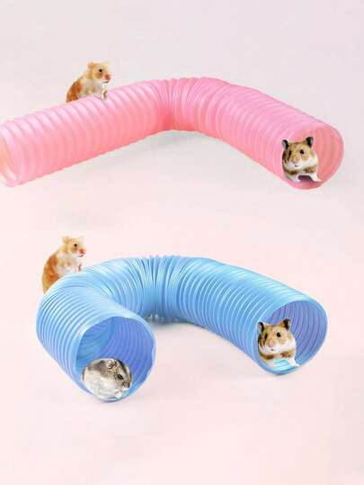 1 件仓鼠探索隧道玩具 - 蓝色波纹设计可扩展耐用塑料宠物隧道，互动隐藏场所，促进活动和精神刺激 - 适合仓鼠、沙鼠、老鼠的小型宠物丰富玩具