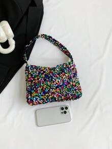 1 pieza Bolso de hombro con correa magnética a presión con cremallera de cristal sintético brillante de PVC, adecuado para mujeres, outfit de fiesta - Multicolor - Ver 8
