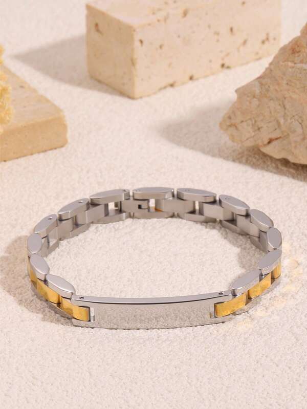1pc Stainless Steel Hip-Hop Couple Watch Band & Bracelet, Suitable For Daily, Holiday, Party Decoration And Wearing