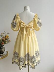 Rusttydustty Yellow Flame Pattern Casual Dress, Suitable For Women, Boho Style, Beach Outfit, Hawaiian Coachella Music Festival Tropical Holiday - Yellow - View 1