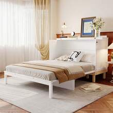 MERAX Queen Size Murphy Bed, White - 白色 - 查看 1