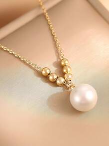 1 pièce Collier pendentif boule porte-bonheur en argent sterling S925, design minimaliste à la mode, style rétro élégant, chaîne pour la clavicule, polyvalent pour un port quotidien, cadeau idéal