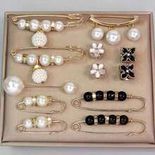 12pcs Waist Clip Brooches For Fixing, Preventing Exposure On Low-Cut Dress And Decorative For Coat, Cardigan, Sweater - trắng - Xem 7
