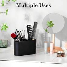 Toothbrush Holder, 2 Slots Toothbrush And Toothpaste Holdersfor Bathrooms, Resin Toothbrush Holder Electric Toothbrush Stand For Vanity Countertop, Bathroom Accessories, Matte Black - 黑色 - 查看 9