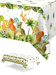 1pc/3pcs Dinosaur Theme Party Tablecloths, Disposable Table Cloths For Dinosaur Birthday Decorations, Dinosaur Party Tableware Decorations, Party Table Runner, BabyShower Decorations, Little Gentleman's Party Decorations, Dinosaur Decorations, Holiday Party Decorations, Little Gentleman's Birthday Gifts, Party Favors, Kitchen Decor Kitchen Table Decor - Multicolor - View 3