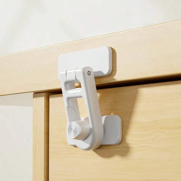 1pc White & Black Plastic Safety Lock For Refrigerator, Cabinet, Drawer, Child Proofing For Living Room, Kitchen, Bedroom