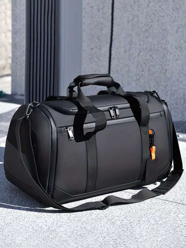 ​​Men's Tote Shoulder Bag Gym & Travel Organizer Rmoveable Shoe Compartemnt, Trolley Compatibility - Water-Resistant Duffle Detachable Strap