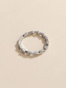 Tkool 1 件微镶嵌锆石不对称波浪戒指，女士订婚戒指