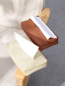 1 PC PU Leather Tissue Box (Beige/Gray/Brown/Khaki) – Nordic-Style Soft Leather Desktop Tissue Holder For Living Room, Bedroom, Study, And Home Use - Multicolor - View 3