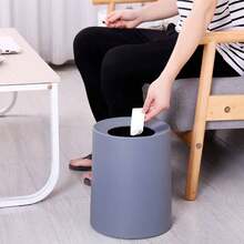 1PC垃圾桶圆形双层无盖垃圾桶客厅卧室办公室厨房卫生间创意网红垃圾桶大号加厚 - 彩色 - 查看 3