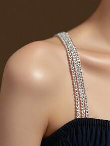 2 件水钻肩带装饰性胸罩肩带，可调节女士新娘内衣配饰，适合狂欢