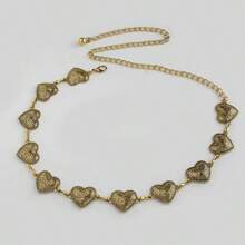 1pc Vintage Floral Carved Body Jewelry Waist Chain, Heart Shaped Waist Chain For Women
