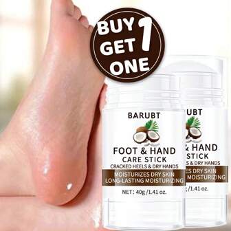 [2pcs] 40g Coconut Oil Foot Cream, Enriched With Coconut Oil, Collagen And Hyaluronic Acid, Moisturizes And Smooths Cracked, Rough Skin, Prevents Foot Cracking, Leaves Hands & Feet Bright, Supple, Lightweight Non-Greasy Formula, Nourishes And Moisturizes Feet