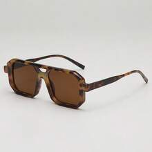 1 件女士复古方形框架眼镜，双桥，防眩光，海滩配饰