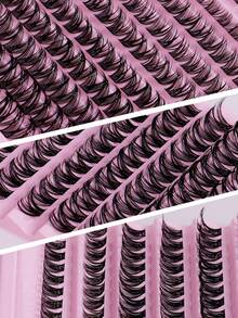 120 piezas de extensiones de pestañas estilo ojo de gato D-Curl esponjosas, racimos de pestañas gruesas de 8-16 mm, extensiones esponjosas naturales, kit de extensiones de pestañas falsas de mink DIY, voluminizador de pestañas, textura de pestañas suave y esponjosa, look de maquillaje dramático y desordenado, adecuado para cosplay, actuaciones, uso en fiestas - D - Ver 4