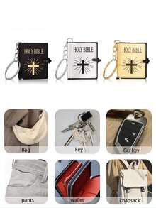 1PC/3PCS/6PCS Book Bible Keychain Bulk Christian Keychain Car Keychain Miniature Book Ring Souvenir Gifts,These Book Keyring Is Novel And To Look, Its Book Can Your Good Wishes To Your Families And Friends,Party Gifts, Halloween Gifts, Feedback Gifts, Suitable Sending To Your Parents, Children, Friend School Car Accessories Cute Goth Y2k - 彩色 - 查看 10