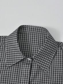 韩版格子短袖衬衫女夏季休闲宽松上衣韩版