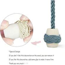 Curtain Tiebacks Magnetic Rope Tie Backs Handmade Curtains Holders Drapes Outdoor Decorative Window Holdbacks, Beige 2Pack - Blue - View 3