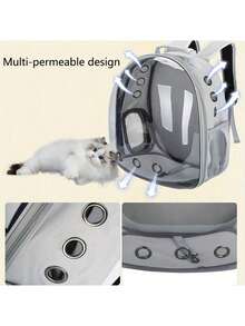 1 Set Mochila transportadora de mascotas + Manta para mascotas, Gatos pequeños/medianos y cachorros Transportín transparente y transpirable resistente al calor, Mochila transparente para gatos de viaje, Opciones de multicolor - Nailon transpirable, Cremallera, Diseño de cápsula, Adecuado para mascotas pequeñas, Excelente para viajes y uso al aire libre, Mochila de transporte para mascotas, Transparente, Portador de mascotas portátil