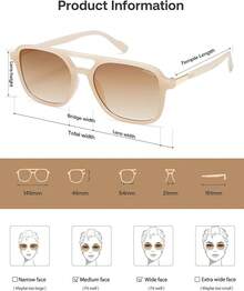Gafas de Sol de Aviador Retro Para mujeres y hombres, gafas de sol de moda para mujeres rectangulares para hombres SJ2202 - Montura color crema lechoso/Lentes degradadas marrones - Ver 4