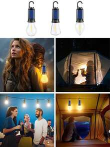 1 件太阳能 LED 灯钨丝可充电便携式户外花园露营帐篷灯，IP65 防水应急夜间聚光灯，带 C 型充电，适用于露营、家庭庭院花园装饰 - 暖白色 - 查看 11