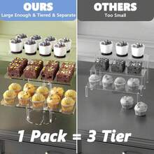 3-Tier Dessert Display Set, Tiered Tray And Plates, Transparent Acrylic Buffet Stand, Suitable For Wedding, Birthday Party, Entertainment, Cupcake, Fruit, Pastry, Cookie Food Display Rack - Clear - View 3
