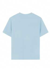 1 pieza Camiseta de cuello redondo de manga corta estampada de colores casual para niñas, ropa de verano para estudiantes y jóvenes - Estampados vibrantes que inspiran la imaginación y la autoexpresión