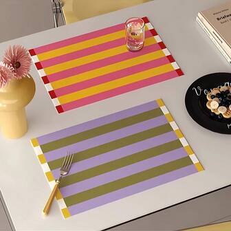 Nordic Style Dopamine Patterned PU Placemat, Waterproof Oil-Proof Easy To Clean, Stylish Dining Table Heat-Resistant Coaster, Cup Mat, Plate Mat