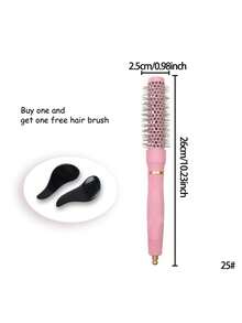 2件套专业陶瓷圆梳套装，适用于日常发型造型 - 防静电，铝制梳筒，尼龙刷毛，ABS塑料手柄，沙龙级工具，附赠一把梳子，返校季、旅行度假必备，女士美发配件，梳子，边缘梳，边缘梳发梳，发梳套装，梳子，理发师，美发设备，发型，美发，发梳，梳子套装，梳子，卷发梳，解结梳，女士发梳，理发师配件，理发店，美发设备