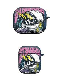 OLISI 1 capa protetora minimalista de TPU com caveira de astronauta e design flamejante para 1/2, 3, 4, Pro