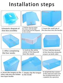 4/6 件透明可堆叠鞋盒，金属边缘设计，增强耐用性和质量，防尘抗氧化塑料柜，多层可折叠，适用于卧室 - 無色 - 查看 9