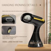 SEAGO Vaporizador de ropa portátil de 1500W, 1 ajuste de calor, temperatura de vapor de 130°C, capacidad del tanque de agua de 300ML, vaporizador de ropa de alta calidad, apto para viajes, uso doméstico, vuelta al colegio, artículos de viaje