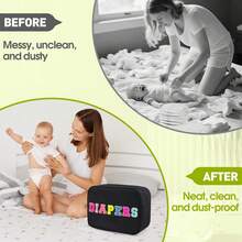 Portable Small Diaper Bag, Chenille Letter Diaper Caddy Organizer Pouch Newborn Baby Essentials Must Haves For Nursery Changing Table, Waterproof Diaper Pail Baby Shower Gifts For Mom To Be - Black - View 7