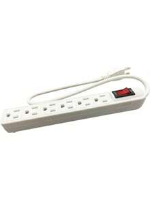 Regleta Eléctrica 6 Contactos 127V 15A Ultra Delgada Cable Corto 20cm Material ABS Seguro Diseño Antideslizante para Uso en Hogar Oficina y Exteriores - Blanco - Ver 2