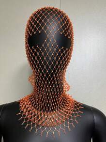 1 peça 55 cm capa de cabeça com strass elástico malha capuz bandana acessórios de cabeça festa de feriado máscara de glitter feminino fantasia festa de Halloween