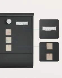 Boîte aux Lettres Murale, avec Serrure avec Couvercle Rotatif, Fenêtre de Visualisation, Porte-nom, Compartiment à Journaux, Montage Facile, 10 x 30,8 x 33,8 cm, Noir - Noir - Voir 5