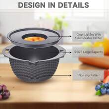 4-1 Colander With Bowl Set - Pasta Strainer - Colander For Kitchen - Strainers And Colanders Rice Strainer Fruit Cleaner Veggie Wash Sink Strainer Kitchen Essentials - Dark Grey - Multicolor - View 9