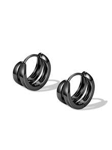 1 par de brincos de argola minimalistas com arco duplo, brinco unissex de cobre, adequado para uso diário, férias, festa, banquete no verão, presente para homens, casal, aniversário, festival, aniversário, dia dos namorados, feriado