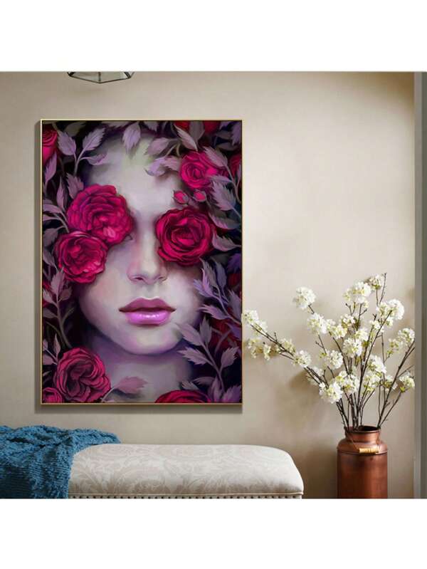 CPWAD 1pc Abstract Fashion Floral Girl Canvas Poster, Art Mural, Picture Wall Decoration, Printed Spray Painting Picture Wall, Modern Nordic Living Room Decoration, Room Decoration, Home Decoration, Frameless