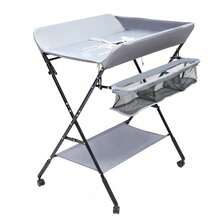 SanBouSi Folding Diaper Station Nursery Organizer With Storage Baby Infant Changing Table - Grey - View 3