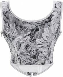 Womens Vintage 1920s Renaissance Lace Trim Corset Bustier, Retro Fashion - 灰色雛菊 - 查看 2