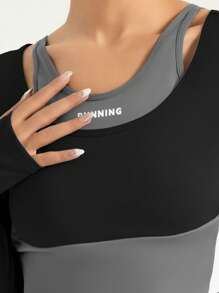 Soyun 女士二合一文胸修身柔软亲肤适合户外运动休闲居家健身 - 黑色 - 查看 6