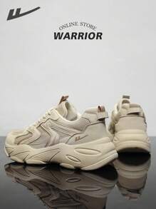 WARRIOR 1 par de zapatillas deportivas casuales de estilo grueso color caqui para pareja, modelo 2025 - Zapatillas de moda transpirables para ocio y deportes al aire libre, zapatillas de fitness y running, zapatillas para estudiantes, versátiles para fotografía y uso diario, zapatillas gruesas para mujer